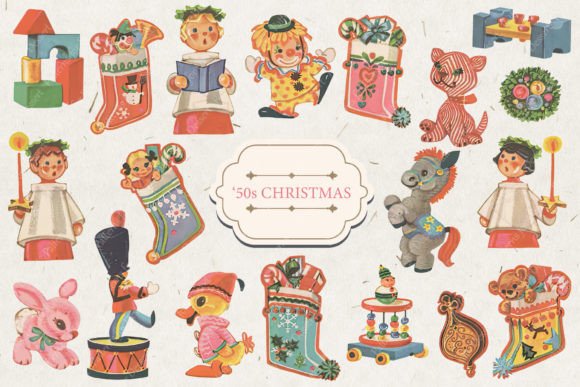 Download 1950s Christmas Vintage Clip Art - Clip art Collection