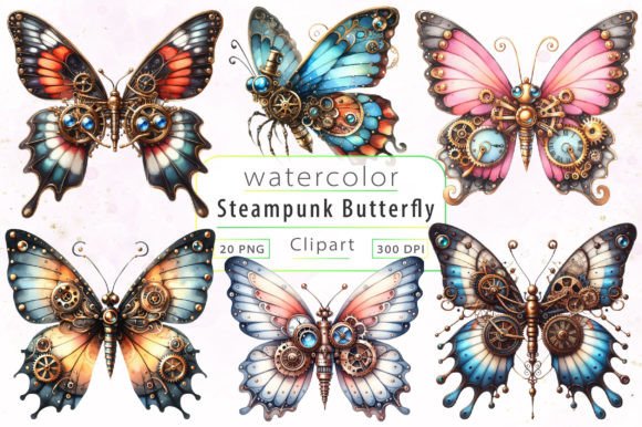 Download Watercolor Steampunk Butterfly Clipart - Steampunk Collection