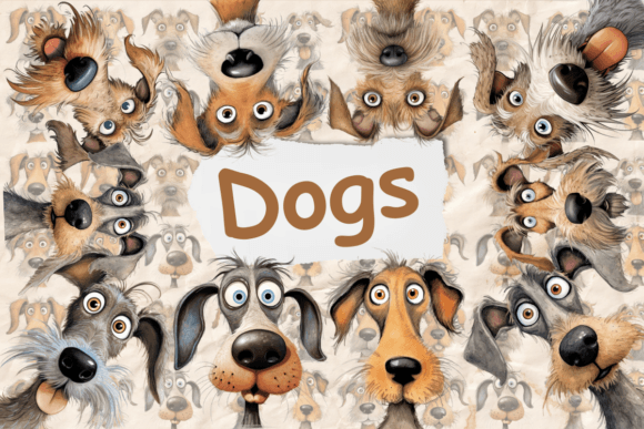 Download Clip Art Set of Funny Dogs - Clip art Collection