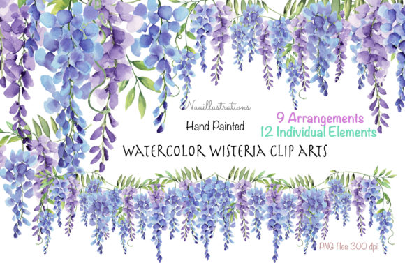 Download Wisteria Watercolor Clip Art - Clip art Collection
