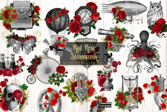 Download Red Rose Steampunk Clipart - Steampunk Collection