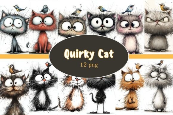 Download Quirky Cat Clip Art Watercolor - Clip art Collection