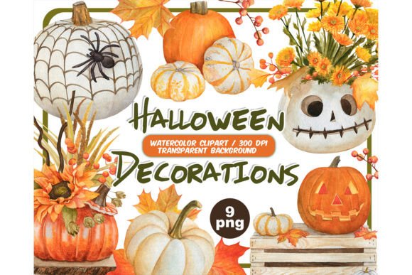 Download Watercolor Halloween Decorations Clipart - Halloween decorations Collection